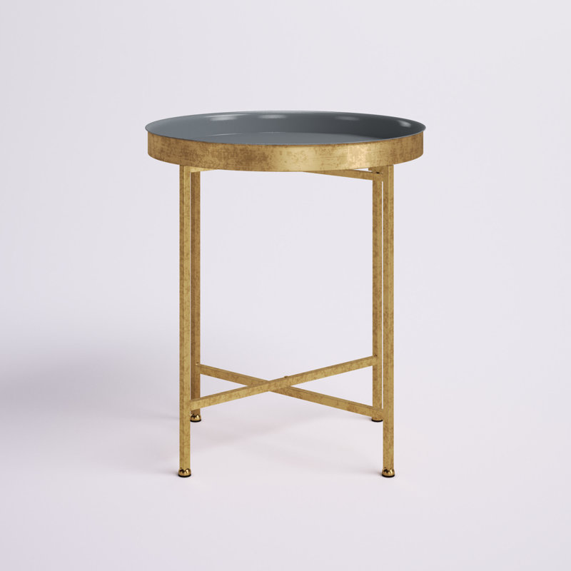 Mistana™ Alvis Iron Tray Top Cross Legs End Table & Reviews Wayfair